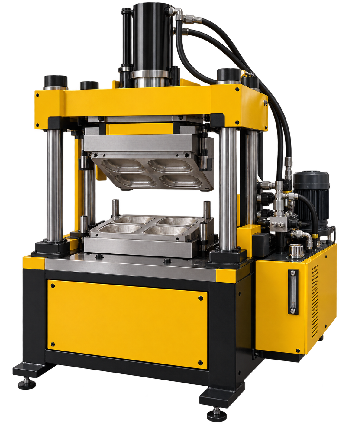 Heated hydraulic press concept for molded fiber products in COCOLOOP Bahamas pilot